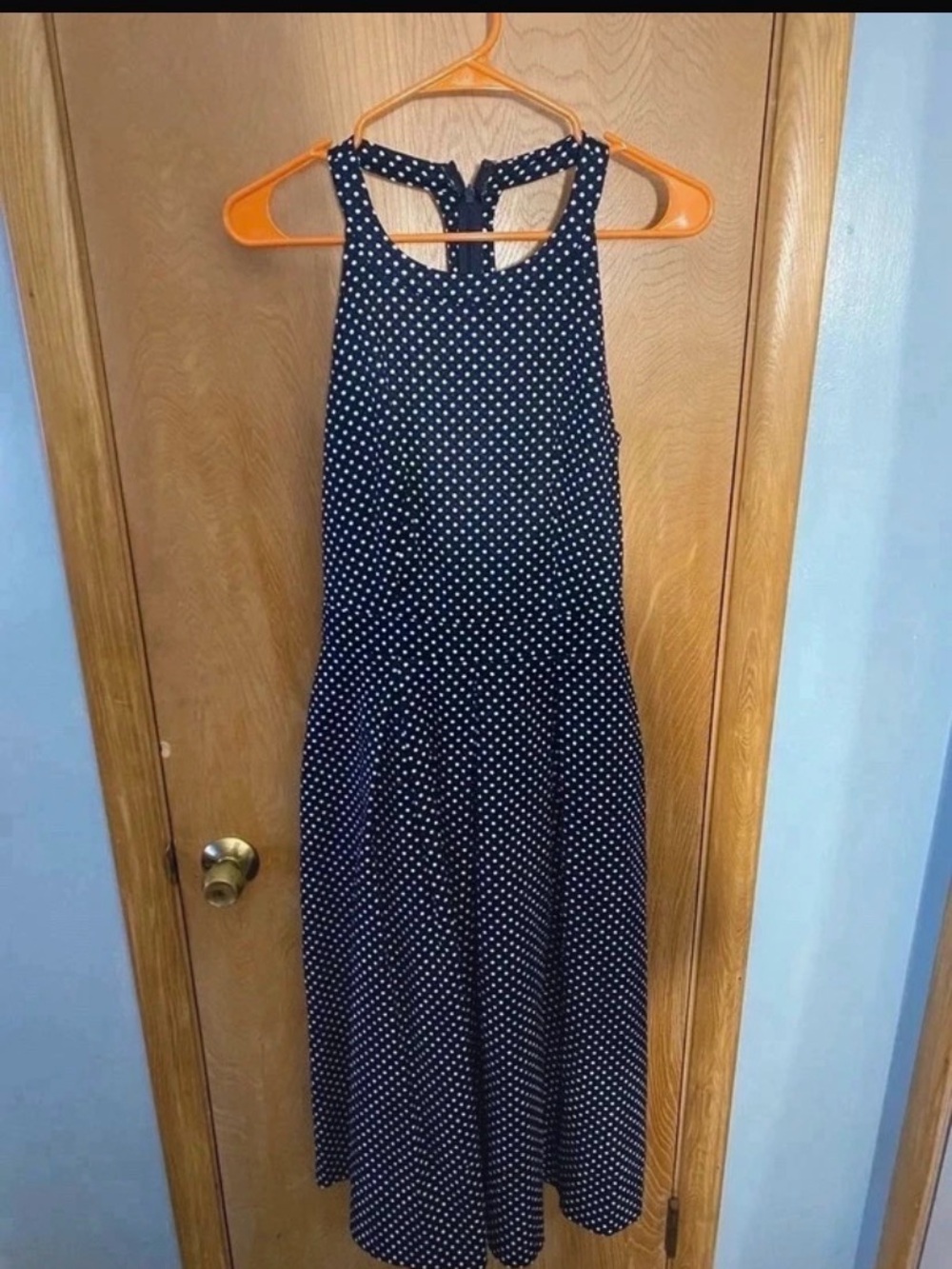 The Limited Navy with White Polka Dot Maxi Dress